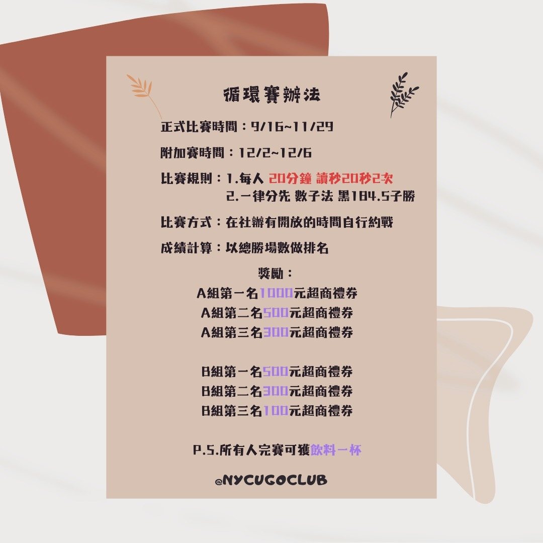 交大圍棋社社內循環賽附加賽 活動海報